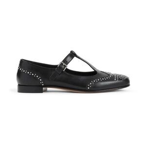 CHURCH S Women's Embellished T-Strap Flats Women F0AAB BLACK Sandals